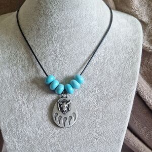 Handmade Necklace With Silver Symbolic Pendant Nwot